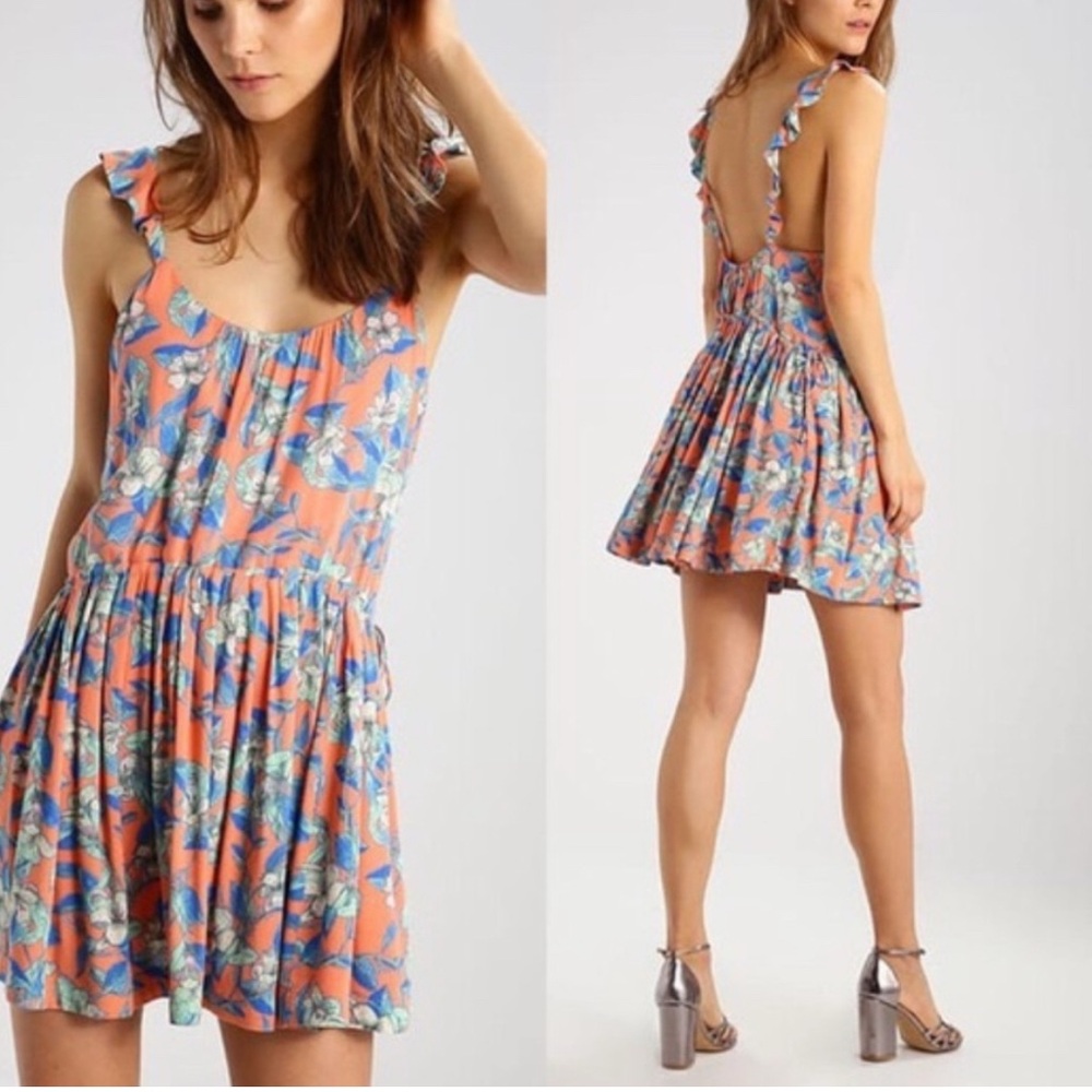 Free People Orange Dear You Backless Straps Mini Dress w/ Pockets Size S